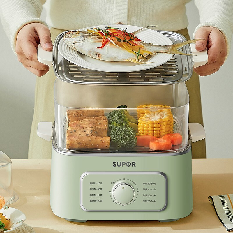 苏泊尔(SUPOR)电蒸锅家用电煮锅三层多功能透明可视化9.3L大容量蒸笼不锈钢蒸ZN23FK930高清大图