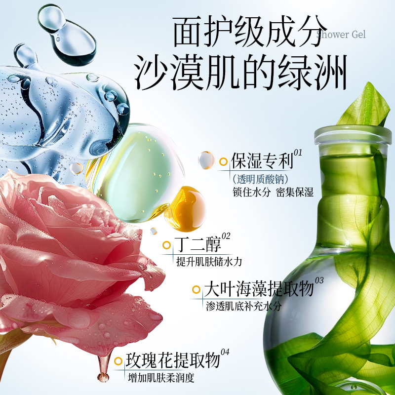 欧丽琦香氛沐浴露持久留香补水滋润 保湿玫瑰香氛沐浴乳2L高清大图