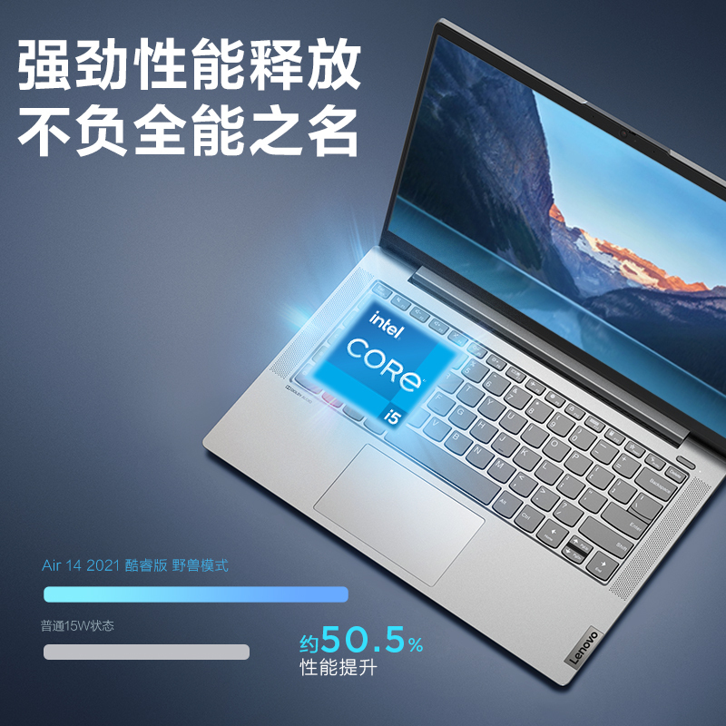 联想 小新Air14英特尔酷睿i5 14英寸全面屏轻薄本笔记本电脑(i5-1155G7 16G 512G 高色域)银