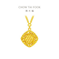 周大福 爆闪鱼鳞足金吊坠黄金项链女套链(工费:520计价)EOF1267