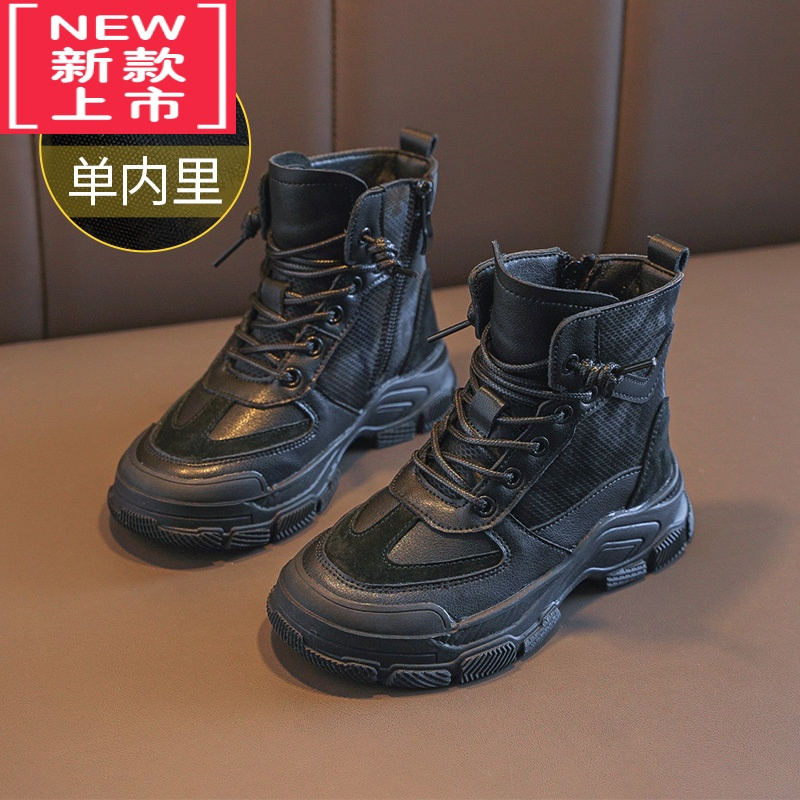 可莉允男童马丁靴2022秋冬季新款儿童加绒二棉雪地靴子男孩棉鞋短靴