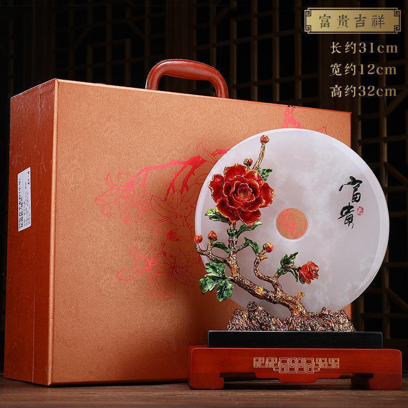 美帮汇阿富汗白玉石平安扣玉石摆件珐琅彩工艺品乔迁新居送礼品高清大图