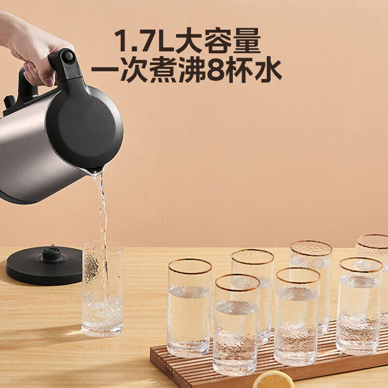 美的电水壶大容量1.7升防干烧316不锈钢热水壶PJ17A01高清大图