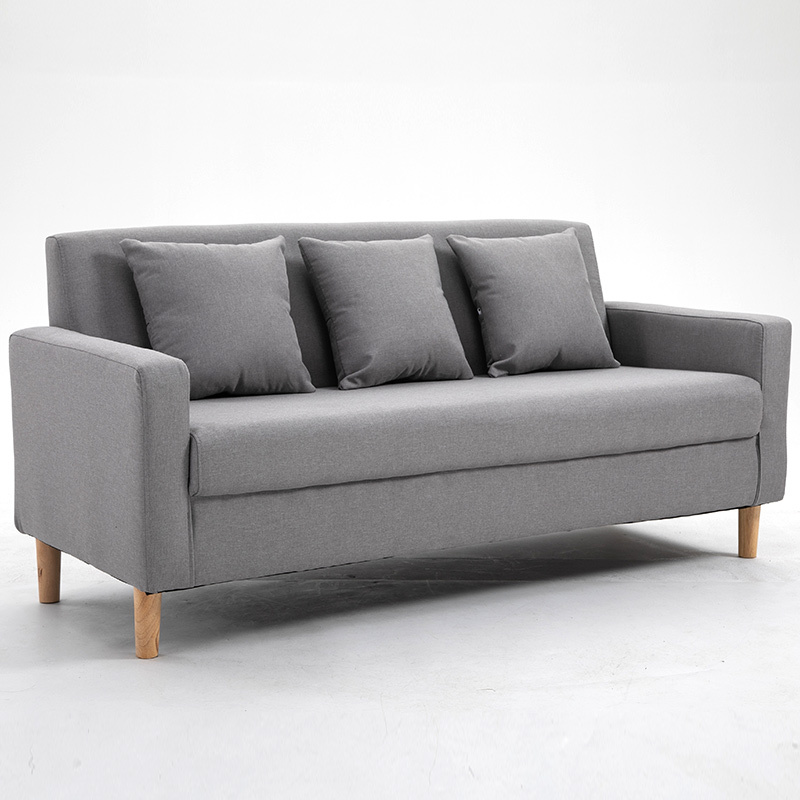 双人沙发小户型客厅布艺三人沙发公寓闪电客小沙发椅木沙发 浅灰色 可