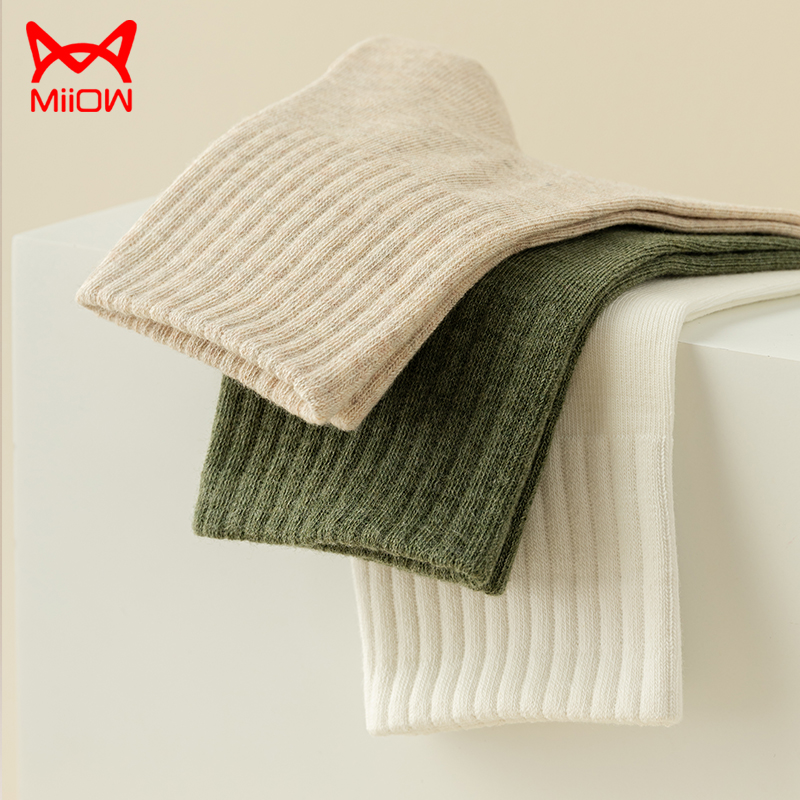 猫人袜子男士纯棉中筒袜秋冬季长绒棉吸汗防臭运动商务袜[5双装]高清大图