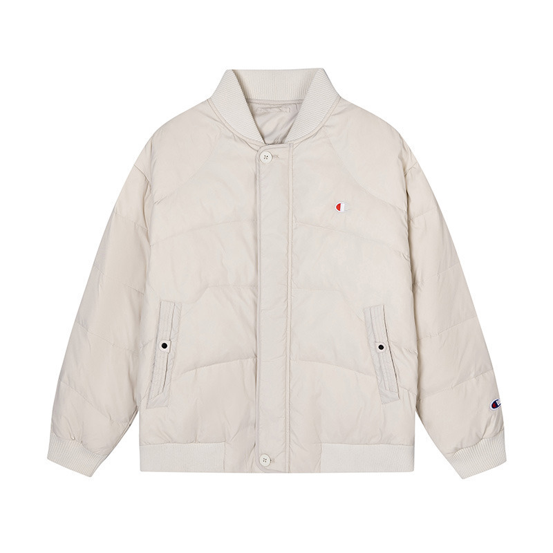 champion2023冬季新款潮牌羽绒服男女字母刺绣轻暖情侣棒球领夹克衫80