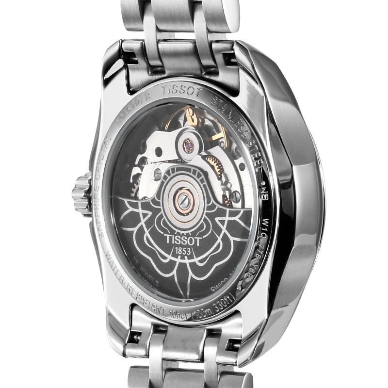 天梭tissot瑞士手表库图系列镂空机械时尚休闲防水淑女风机械表女表t