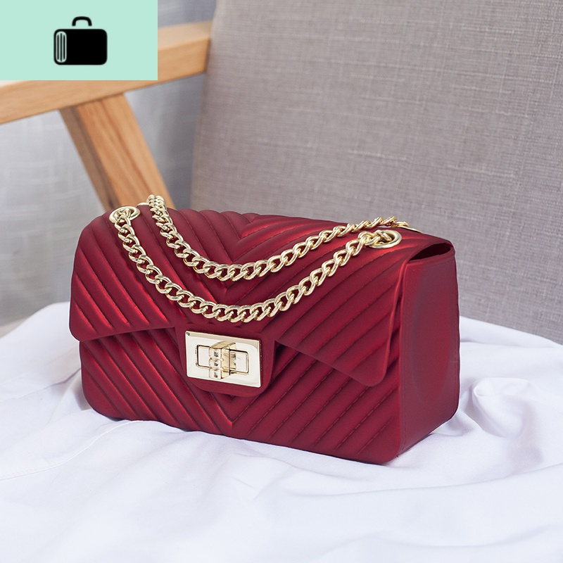 2020硅胶女包小包斜挎包v纹小方包链条手机包磨砂迷你果冻包NEW LAKE女斜挎包