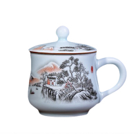 [补贴10%]景德镇茶杯陶瓷带盖水杯 精致家用水杯办公室单杯中式杯子茶具