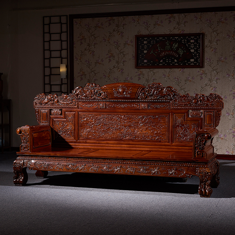 琪梦红木家具非洲酸枝木厚重麒麟沙发十三套中式古典沙发客厅实木家具