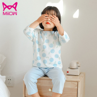 猫人女童睡衣儿童纯棉薄款家居服七分袖空调服套装宝宝透气衣服