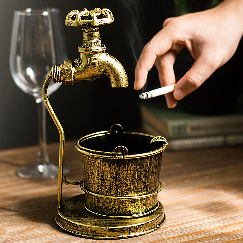 复古工业风奶茶店烟灰缸个性装饰品酒吧酒店铁艺摆件工艺品小创意