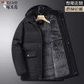 啄木鸟冬季爸爸棉衣冬装外套男中老年加绒加厚棉服老年人男士棉男 XL体重110-130斤 黑色
