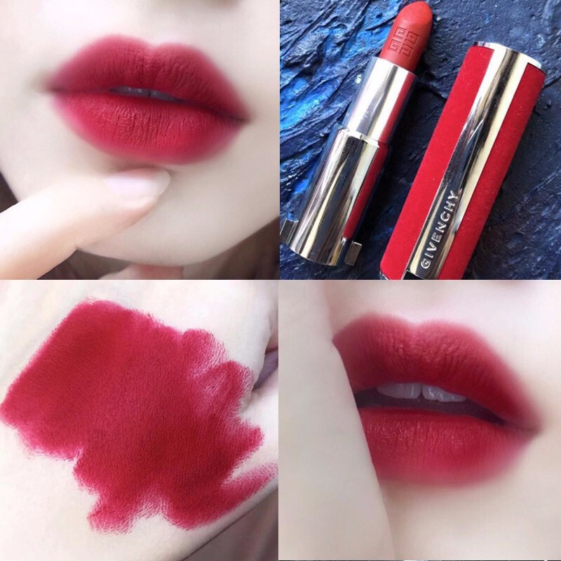 [送礼盒]纪梵希(GIVENCHY)口红显色不易脱妆 高定香榭红小羊皮 美炸红丝绒哑光唇膏3.4g N37#朱砂砖红