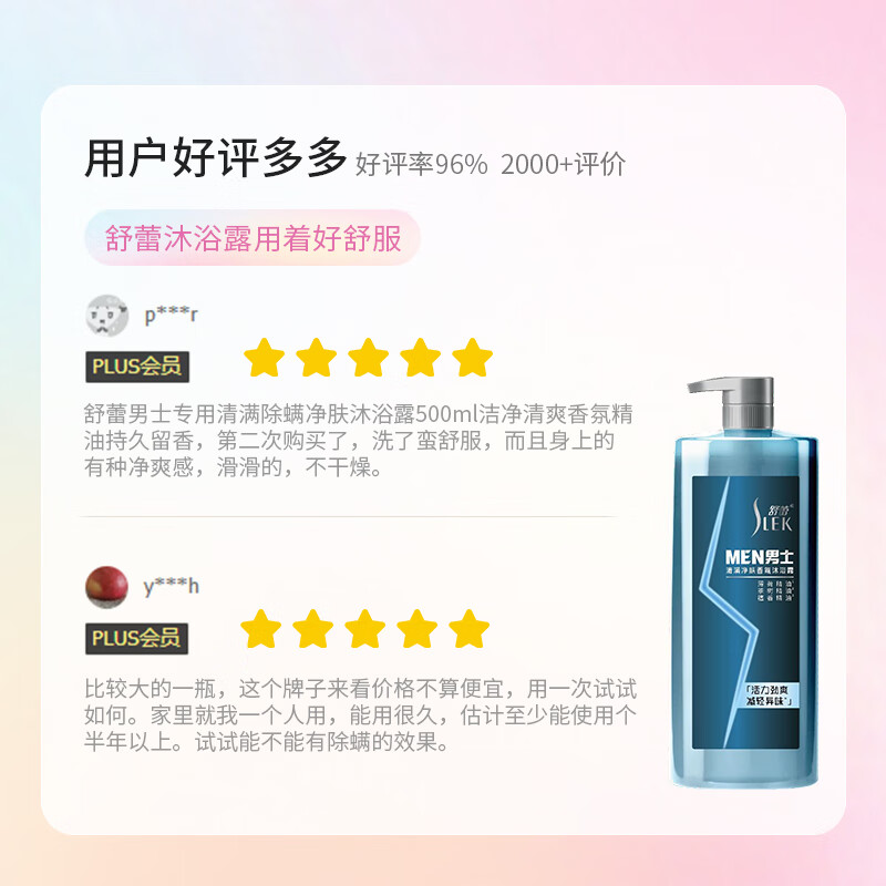 舒蕾男士专用清爽净肤香氛沐浴露500ml高清大图