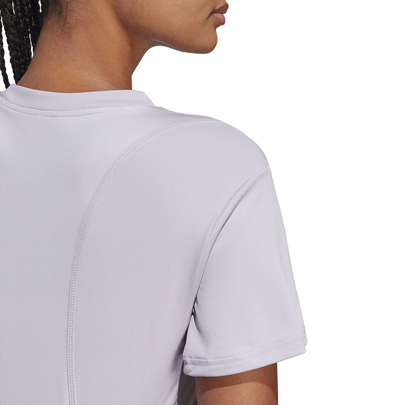 adidas 纯色Logo标识圆领短袖T恤 女款 紫色 HZ0110