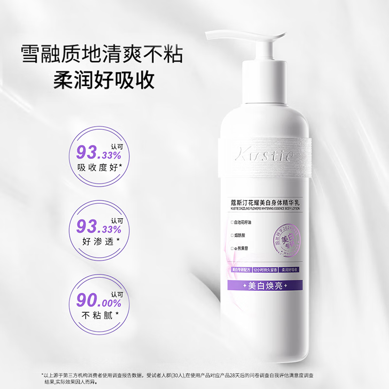 蔻斯汀(Kustie)花耀美白身体乳 250g 滋润男女士全身补水保湿烟酰胺润肤乳