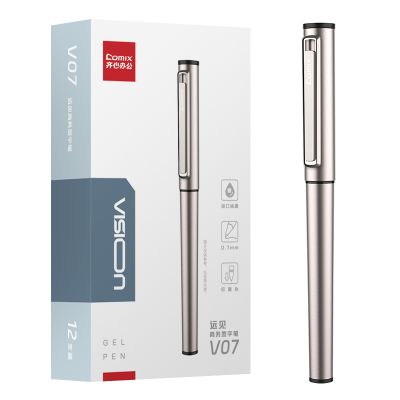 齐心 V07 远见商务签字笔 子弹头 0.7mm 黑 12支装