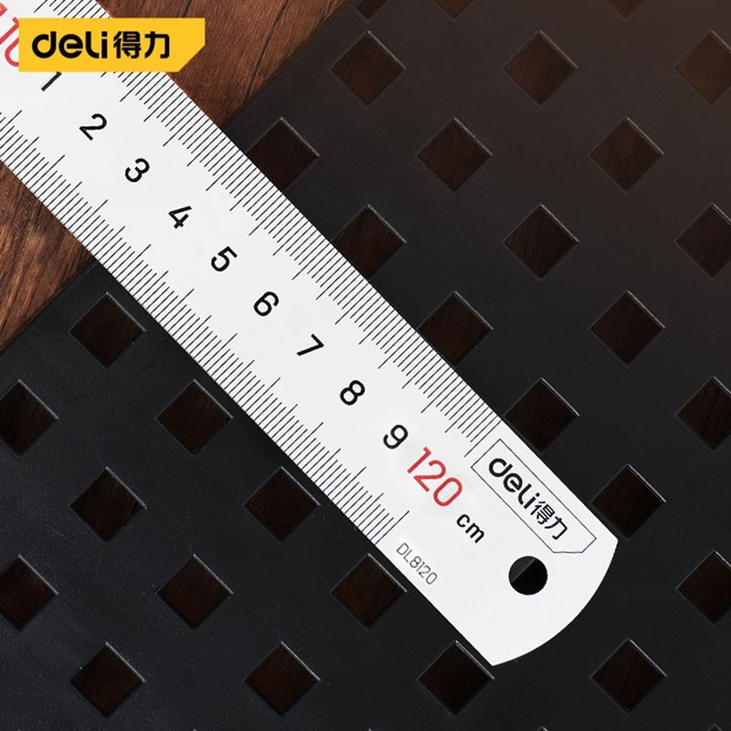 得力(deli)DL8040 不锈钢直尺刻度尺 厘米尺公制刻度绘图钢尺铁尺 应急常备测量工具 银色 40cm 3把装