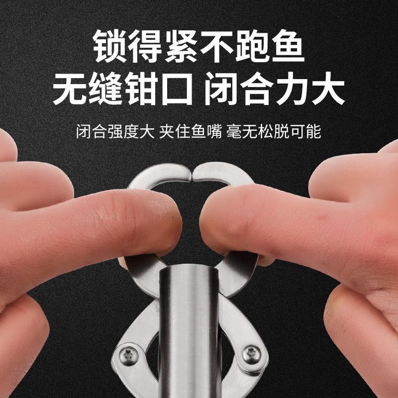 路亚钳控鱼器套装带秤控大物多功能不锈钢鱼夹子夹鱼钳子绑钩取钩 弯嘴路亚钳(蓝色)+收纳袋