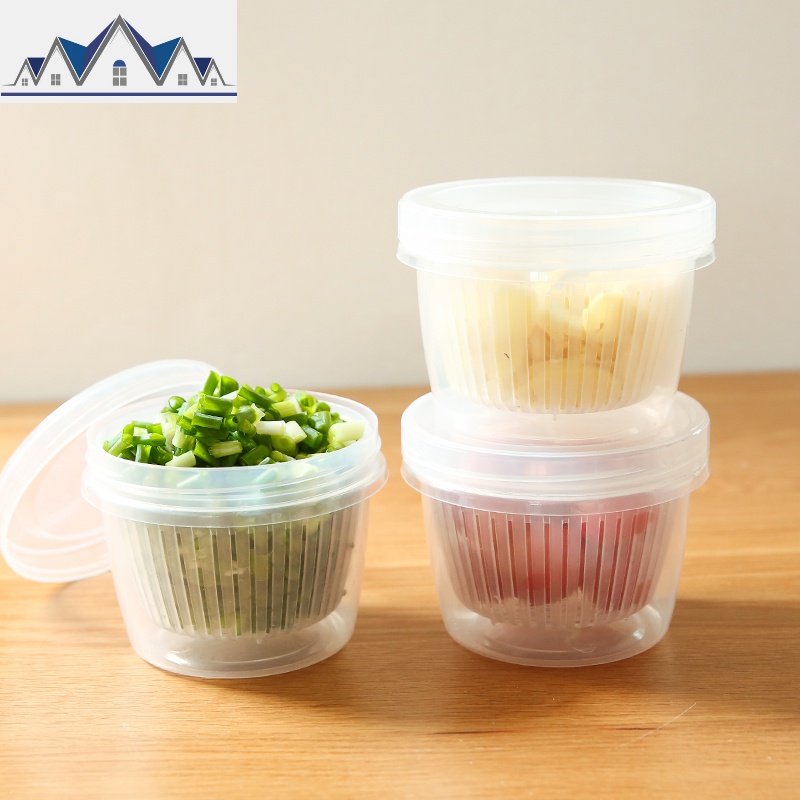 葱花保鲜盒厨房姜蒜香菜冰箱塑料带盖水果蔬菜沥水密封储物收纳盒 三维工匠高清大图