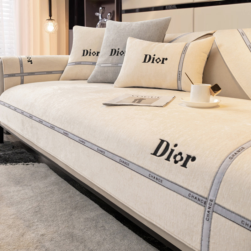 添福运 Y-沐然-四季雪尼尔沙发垫 70*150cm 迪斐-奶白色