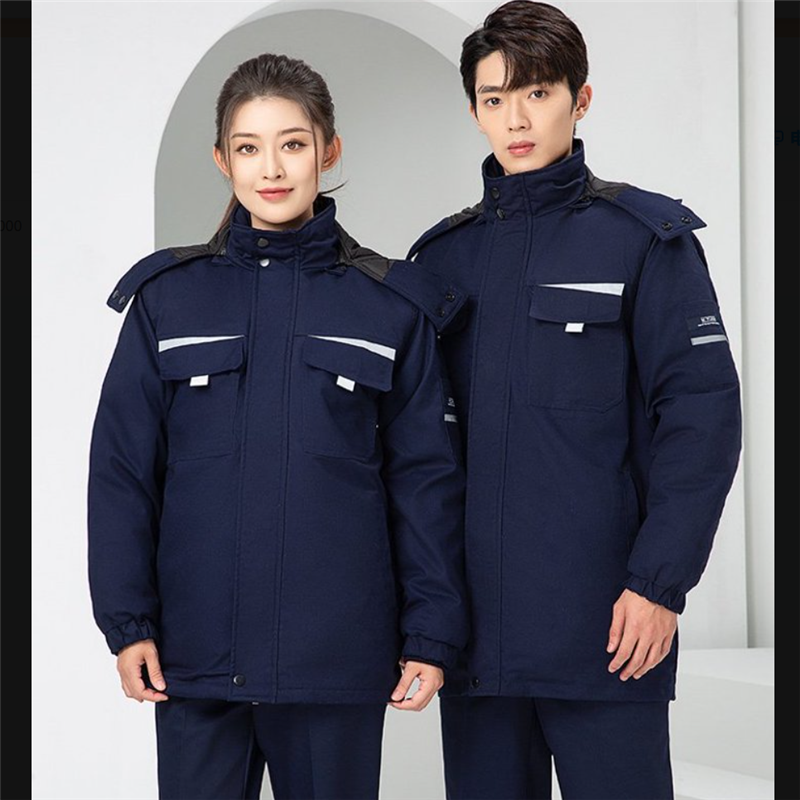 京嘉(JINGJIA)D522中长款羽绒服 藏蓝深灰色 可定制LOGO 中长款羽绒服劳保工作服劳保服男女同款 藏蓝色 165