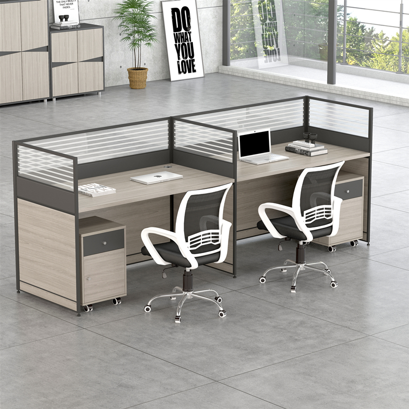 创世人 屏风隔断办公桌椅组合四人位职员工位桌财务桌办公室电脑桌简约现代可自由组合高清大图