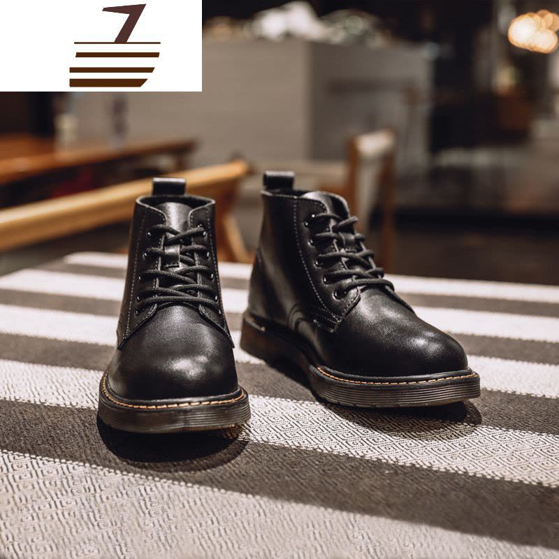 尗卡马丁靴男高帮潮男鞋加绒雪地靴百搭英伦风中帮工装真皮靴子男图片