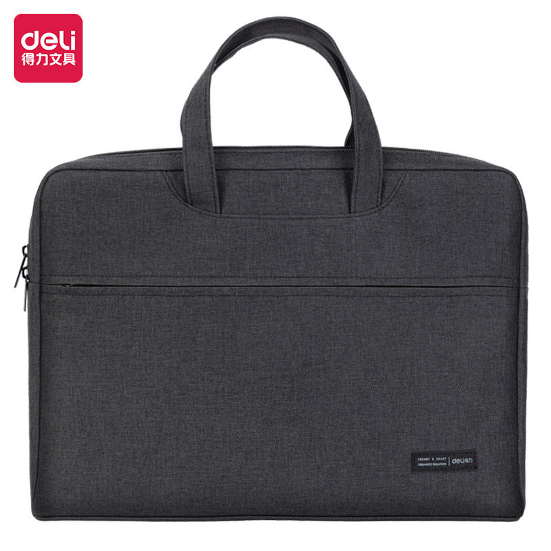 得力(deli) 多层文件袋 A4帆布袋 男手提袋 商务会议包公文袋公文包资料袋 办公用品 经典商务款5590灰色高清大图