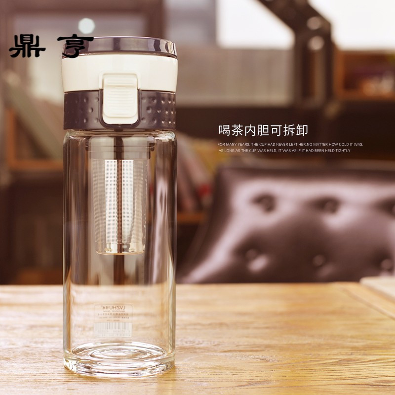鼎亨泡茶杯车载水杯便携玻璃杯过滤随手杯耐热防摔男士大容量杯子