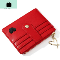 女士创意卡夹精致女式超薄拉链小卡包女可爱银行卡套迷你名片夹潮NEWLAKE 红色