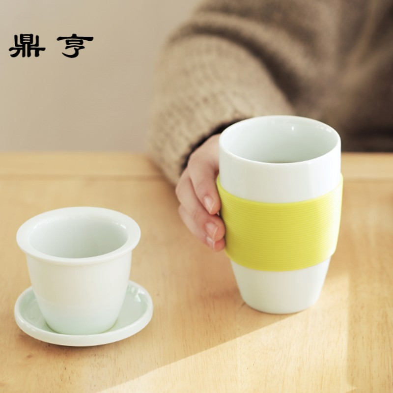 鼎亨办公茶杯陶瓷过滤带盖子个性简约泡茶杯马克杯创意官帽茶水分