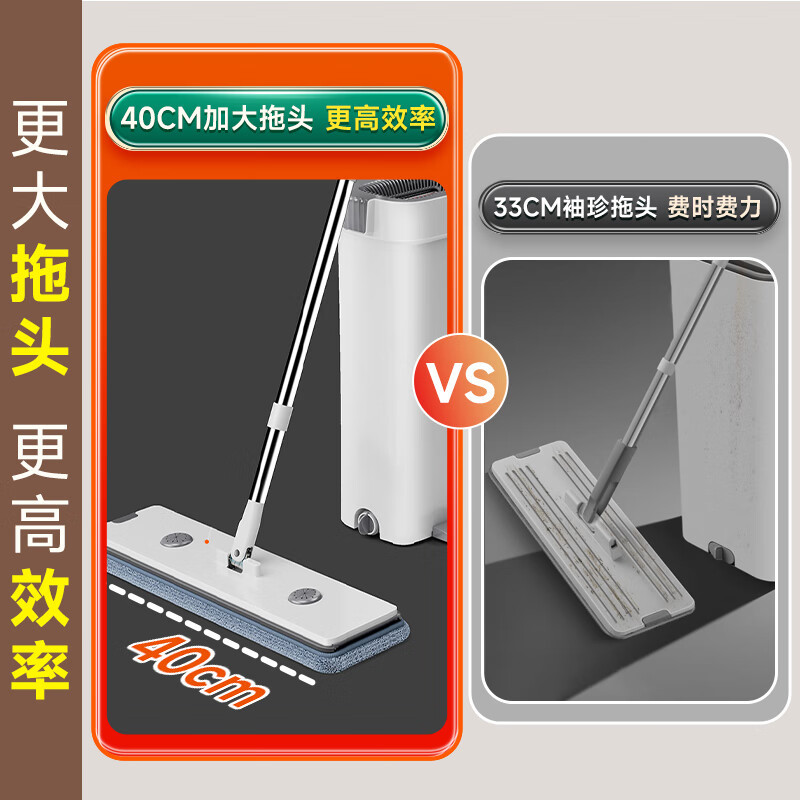 佳帮手 刮刮乐M04双刮刀弯柄款40-2布 拖把家用懒人一拖净免手洗2024带桶平板墩拖布高清大图
