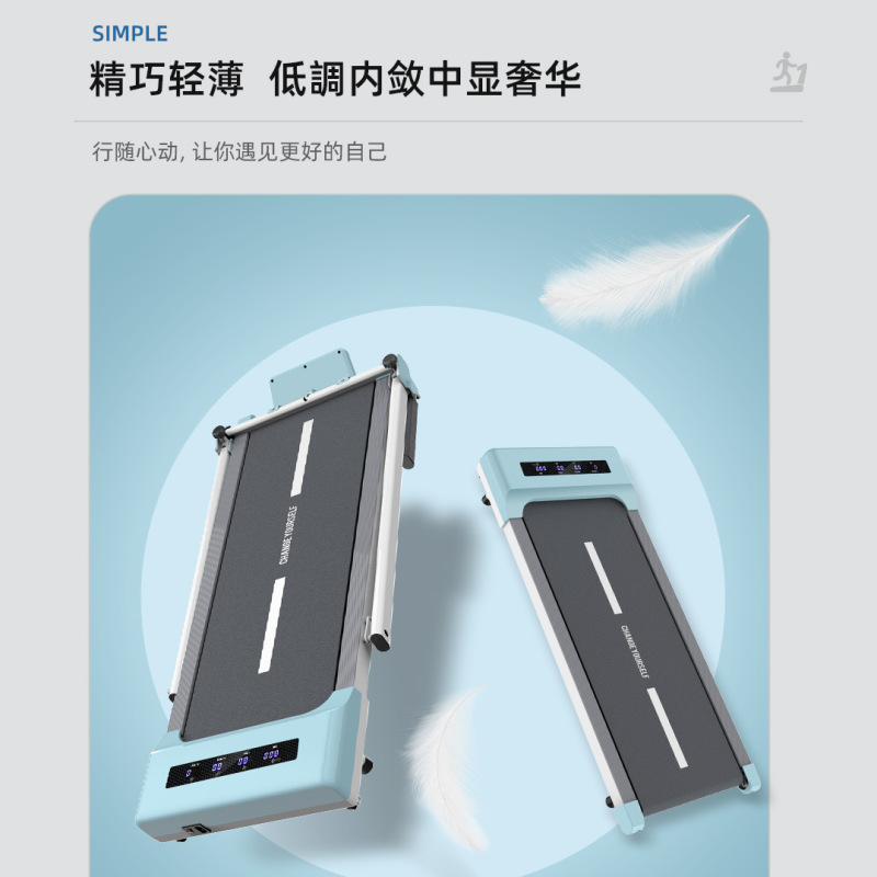 海斯曼跑步机家用小型电动简易可折叠家用有氧升级款静音走步机 W04D无扶手蓝色