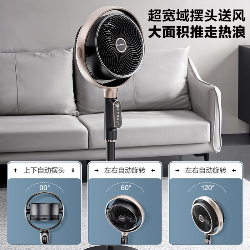 艾美特(AIRMATE)空气循环扇黄金环电风扇台地三用语音遥控触控落地扇负离子净化 FA18-SRDI121 语音+遥控高清大图