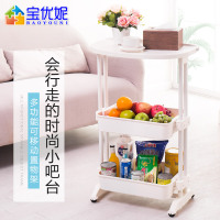 宝优妮厨房蔬菜置物架落地多层菜篮收纳框子移动家用水果收纳架 DQ1512-1象牙色