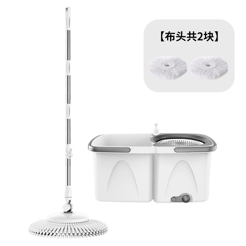 丽佳邦懒人家用拖地神器分体式免手洗拖布桶全钢金属篮吸水旋转拖把 旋转拖把套装【含2布头】