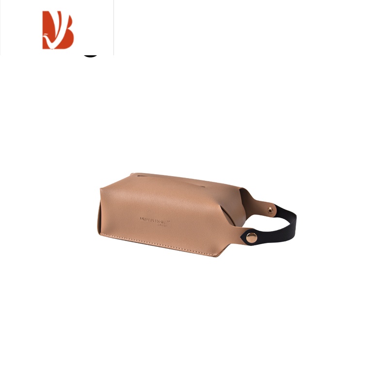 三维工匠皮革纸巾盒挂壁式免打孔客厅轻奢桌面厨房收纳车载抽纸盒 卡其色 新版配长短挂绳高清大图