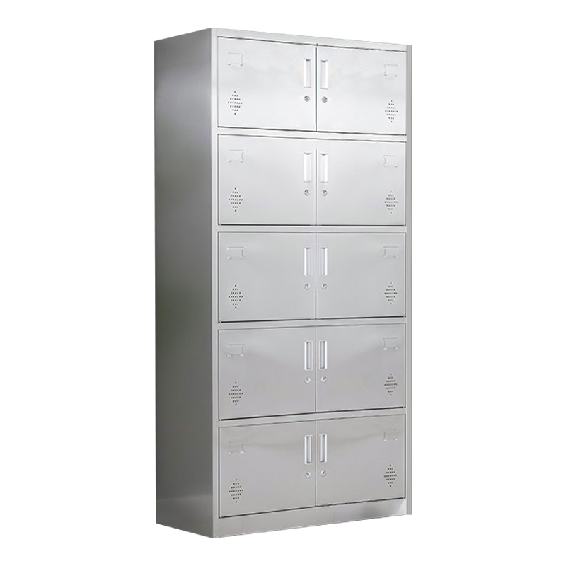 湘渭不锈钢更衣柜员工衣柜储物柜更衣室储物柜201十门储物柜高清大图