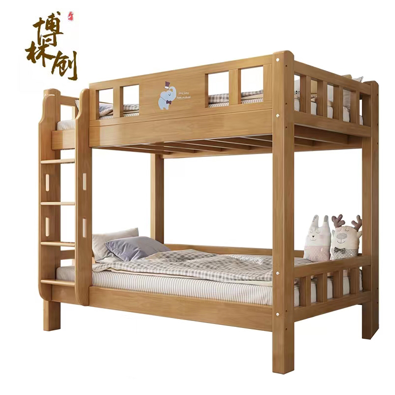 博林创 橡胶木上下铺带 抽屉 宽1.2米 /套高清大图