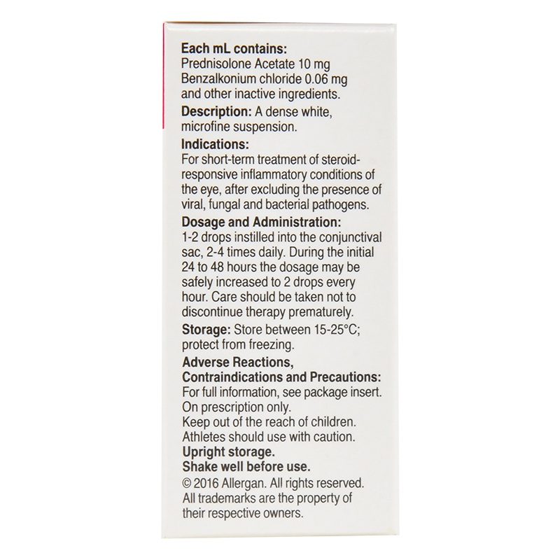 百力特醋酸泼尼松龙滴眼液5ml用于短期治疗对类固醇敏感的眼部炎症