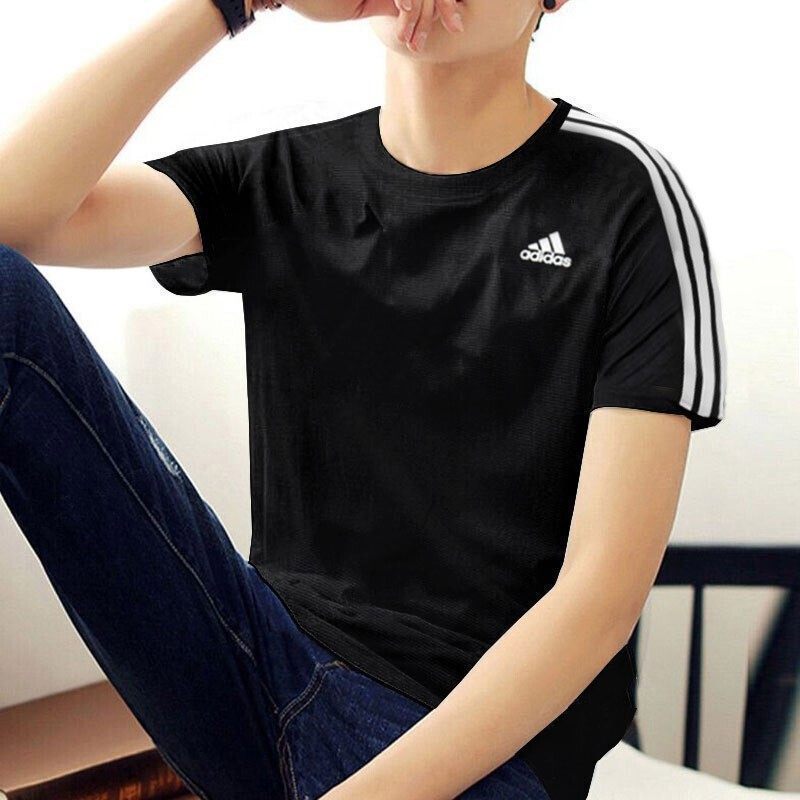 特卖】Adidas阿迪达斯短袖男士2021春季正品黑色体恤圆领休闲半袖GM2105图片,高清实拍大图—苏宁易购