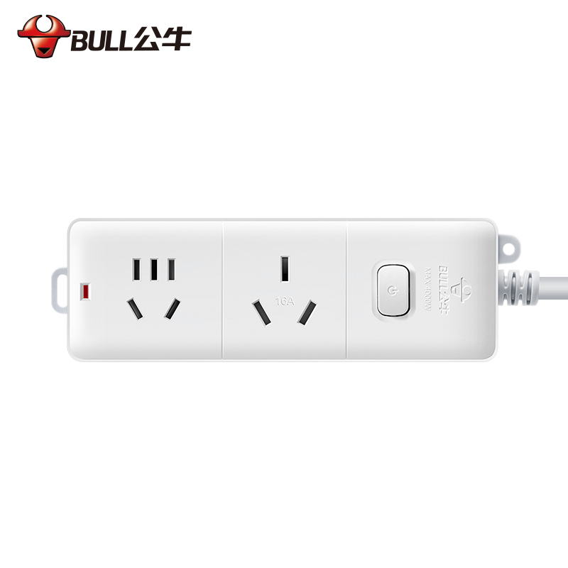 公牛(bull)GN-S102D全长5米2位总控大功率16A插座/空调插座/插线板/插排/排插/接线板白色