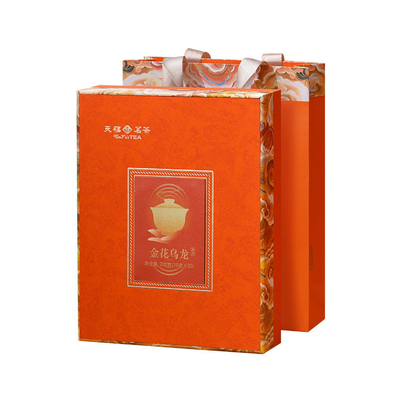 天福茗茶 金花乌龙黑茶散茶陈香乌龙茶 节日送礼茶叶礼盒200g高清大图