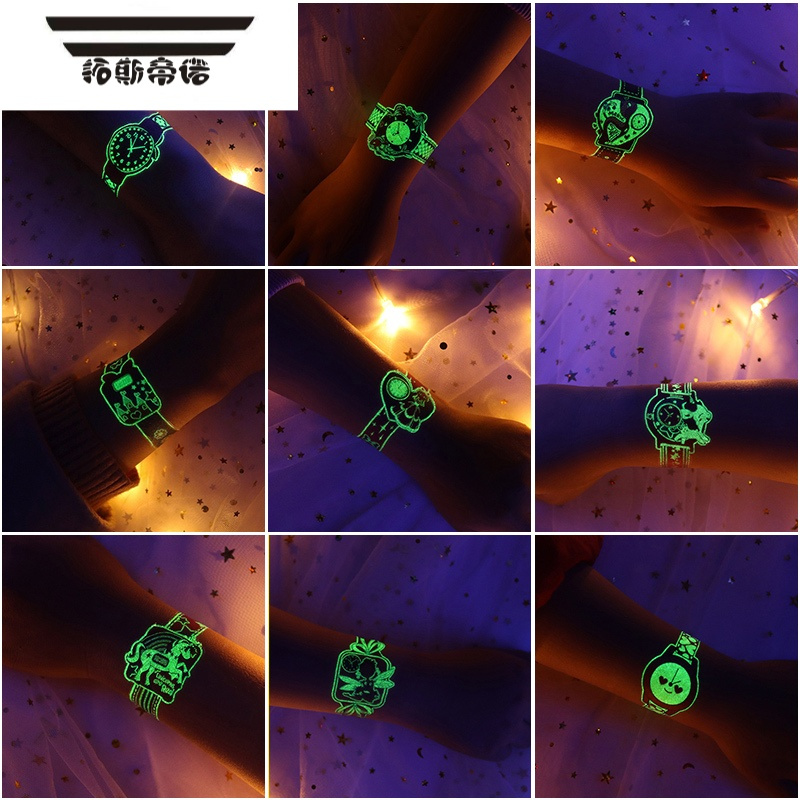 拓斯帝诺儿童夜光手表纹身贴防水卡通男孩可爱女味发光水印贴纸