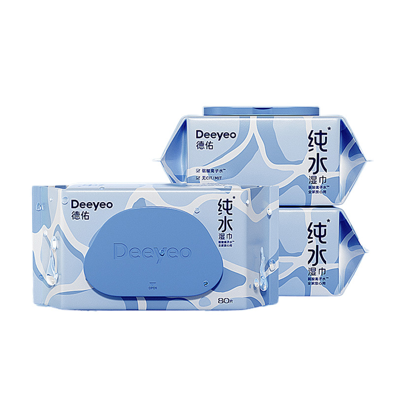 德佑湿巾80片*3包纯水清洁舒适2007DYWP012(包装随机)