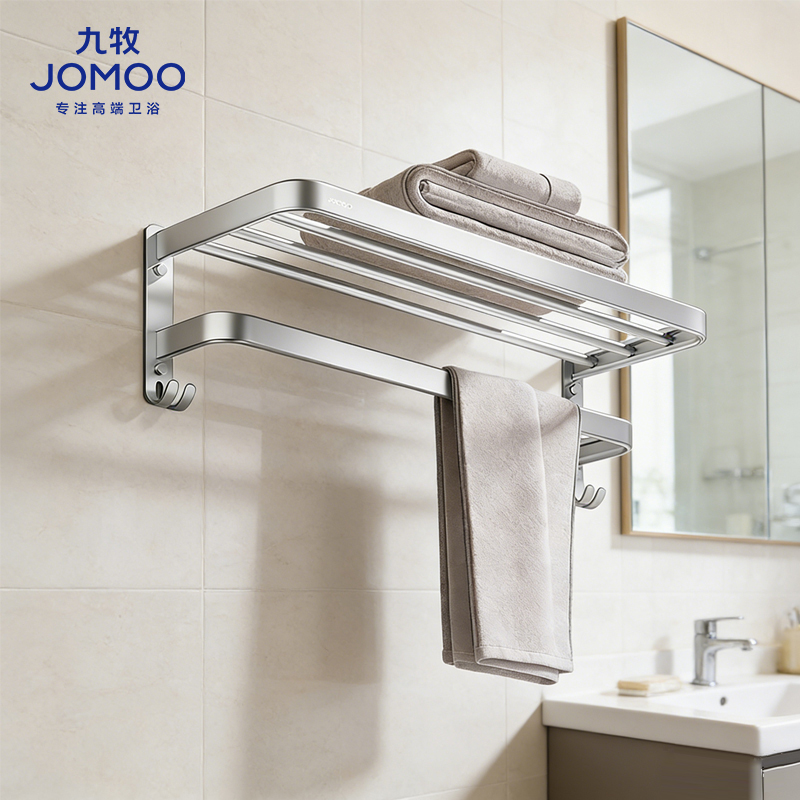 九牧(JOMOO)置物架铝合金坚固单杆双杆双沟浴9301112