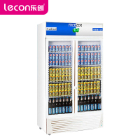 乐创（lecon）展示柜冷藏饮料柜商用立式冰柜冰箱冷柜保鲜柜 【双门蓝白色】 【直冷下压缩机】