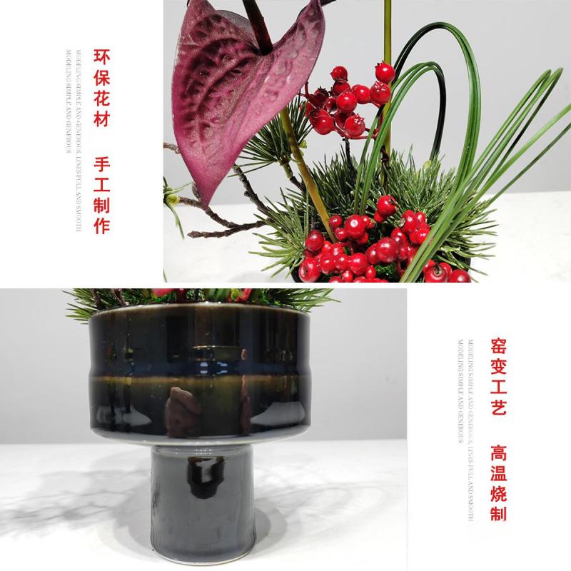 小窝厘 现代轻奢仿真花家居装饰样板房客厅餐桌摆件 (陶瓷花器+仿真花)B款货号1445*高清大图